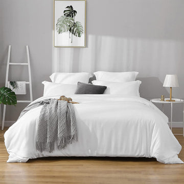 Star Linen White Solid | Super King Plus 120x120 | 3 Pieces Duvet Cover Set Soft & Cozy Egyptian Cotton | Zipper