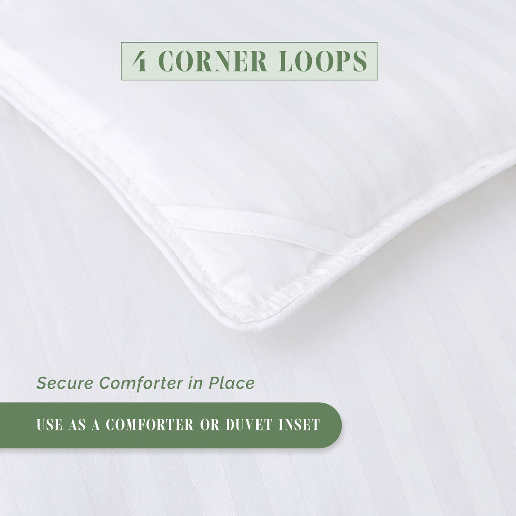 3-Piece Stripe Cotton Comforter Set - 100% Egyptian Cotton Premium Hotel Quality - Box Stitched, All Season Down