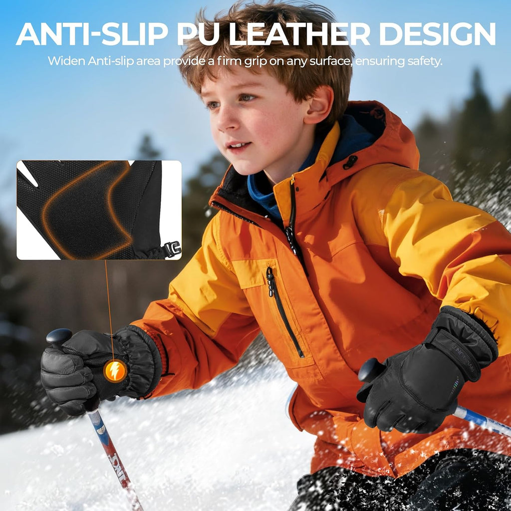 Kids Winter Gloves Ski Touchscreen Waterproof Warm for Boys Girls