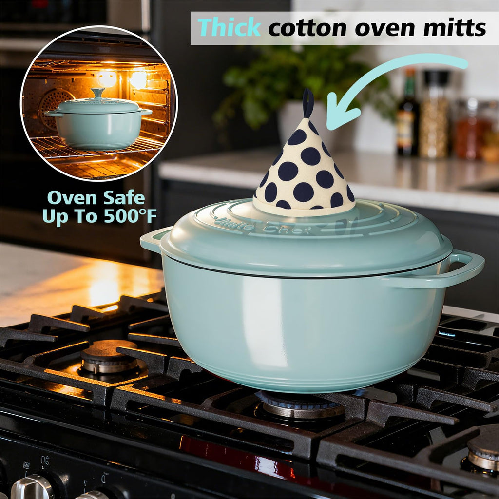 6QT Enameled Cast Iron Dutch Oven with Lid, Versatile Heavy-Duty Cookware Pot for Baking Bread, Braising, Soups &