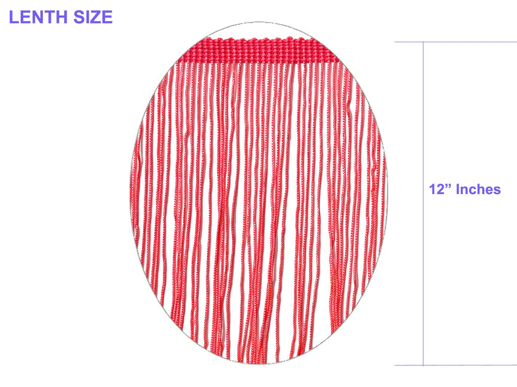 12" Long Chainette Fringe Thread Yarn Tassel Trim Braid Fringe for Crafts Sewing and Decor-Highlighter - 5 Yards
