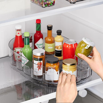 Lazy Susan Organizer for Refrigerator, 13" x 8.5" Clear Rectangular Fridge Organizer Turntable for Condiments, Spice