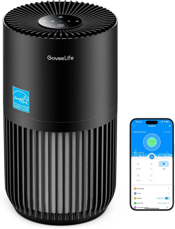 Mini Air Purifier for Bedroom, Smart Filter Air Purifier with App Alexa Control for Pet Hair, Odors,