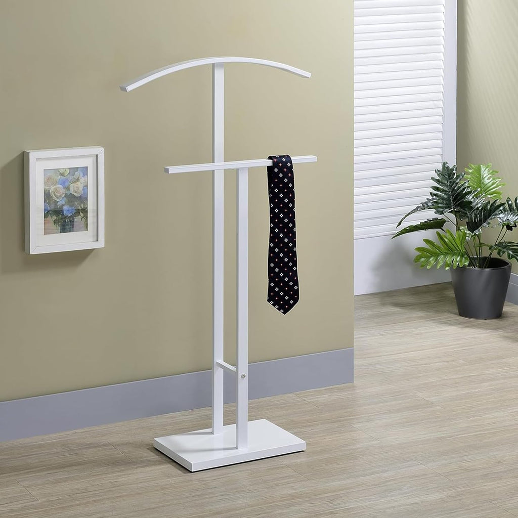 Dossi Modern Metal Suit Valet Stand, Clothes Rack Organizer with Jacket, Pants & Tie Holder, Space-Saving Garment