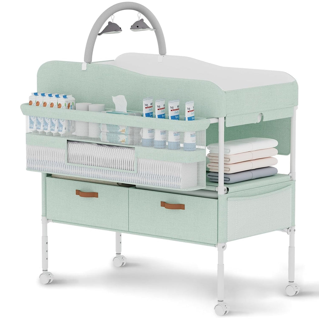 Diaper Changing Station, Portable Changing Table for Baby, Diaper Changing Table with Storage Drawers, Waterproof