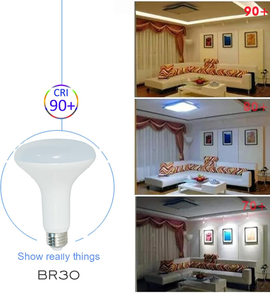 12 Pack BR30 Indoor Recessed Flood Light Bulb LED 2700K Soft White, Dimmable,15W, Real 100W Equivalent,50,000