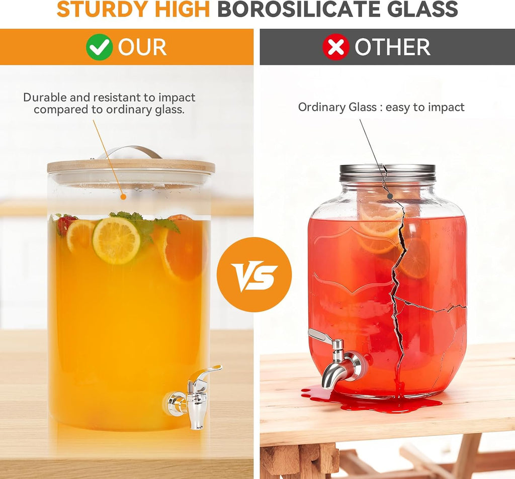 Double 2.1 Gallon Drink Dispensers for Parties with Stand - Set of 2
