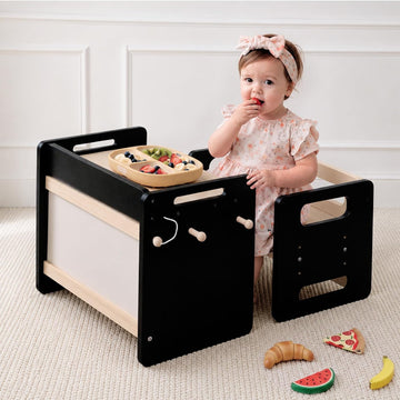 Weaning Table and Chair Set, Adjustable Toddler Table, Black