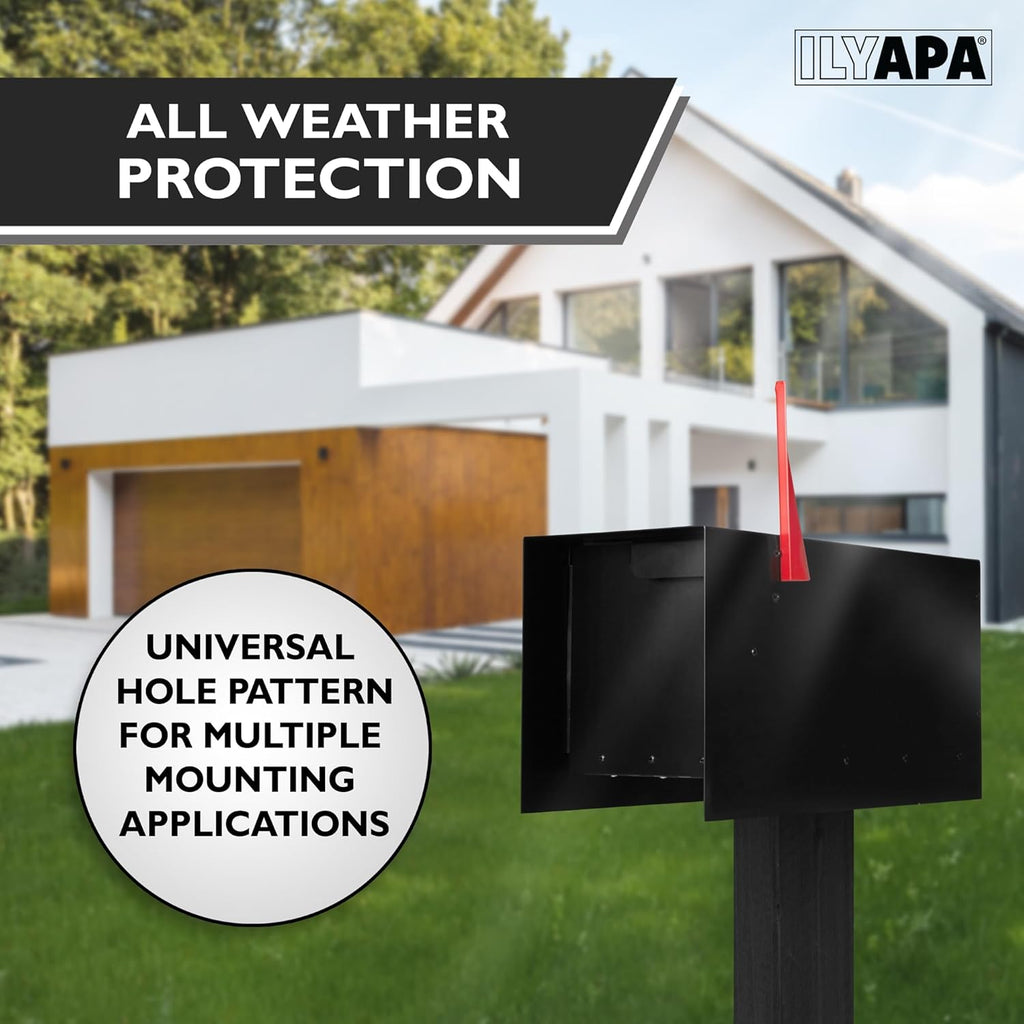 Modern Mailbox Design, Black Powder Coated, Tab Pull Handle, Steel Heavy Duty Curbside Welded Mail Box