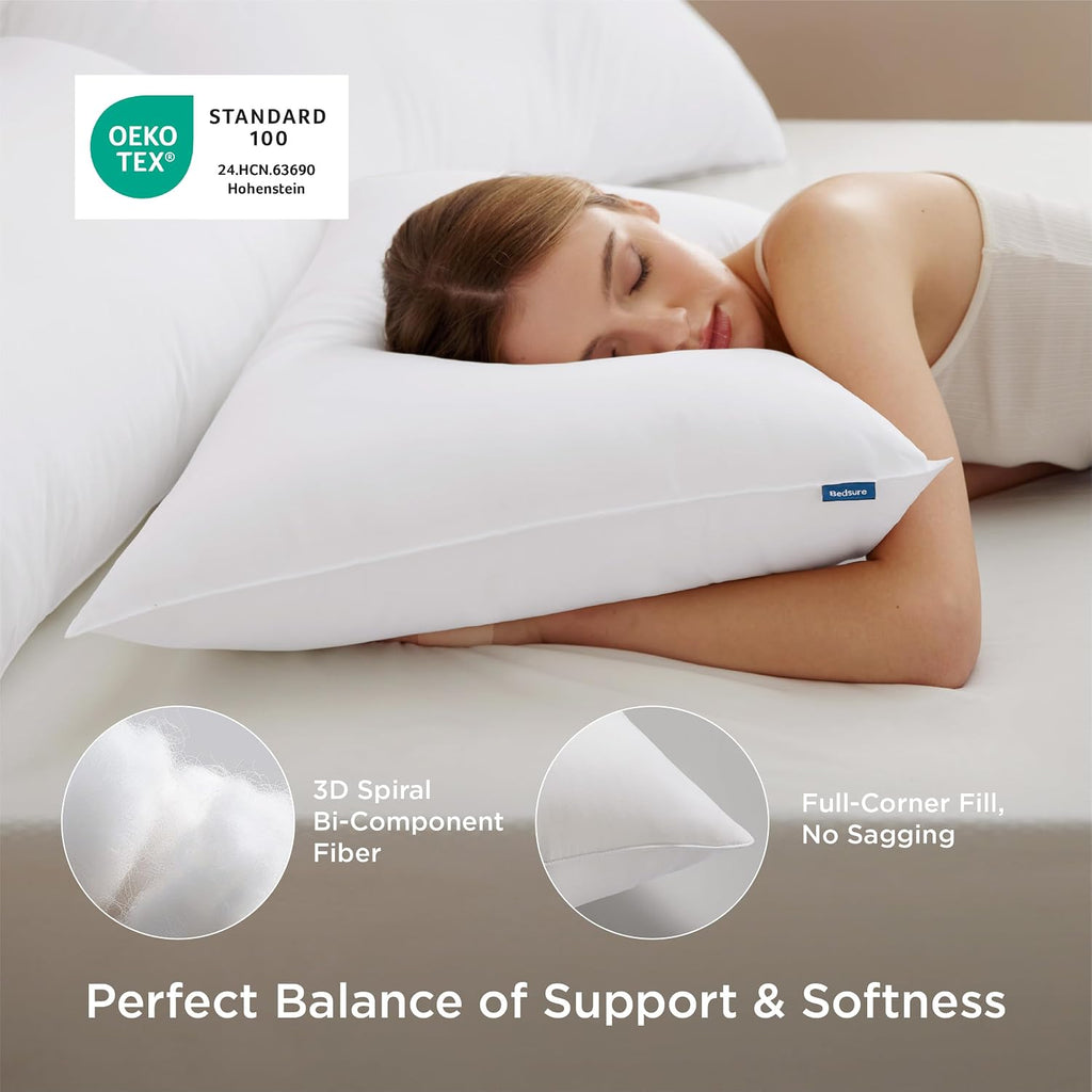 Pillows Standard Size Set of 2 - Hotel Collection Bed Pillows for Sleeping, with Down Alternative Filling, Soft