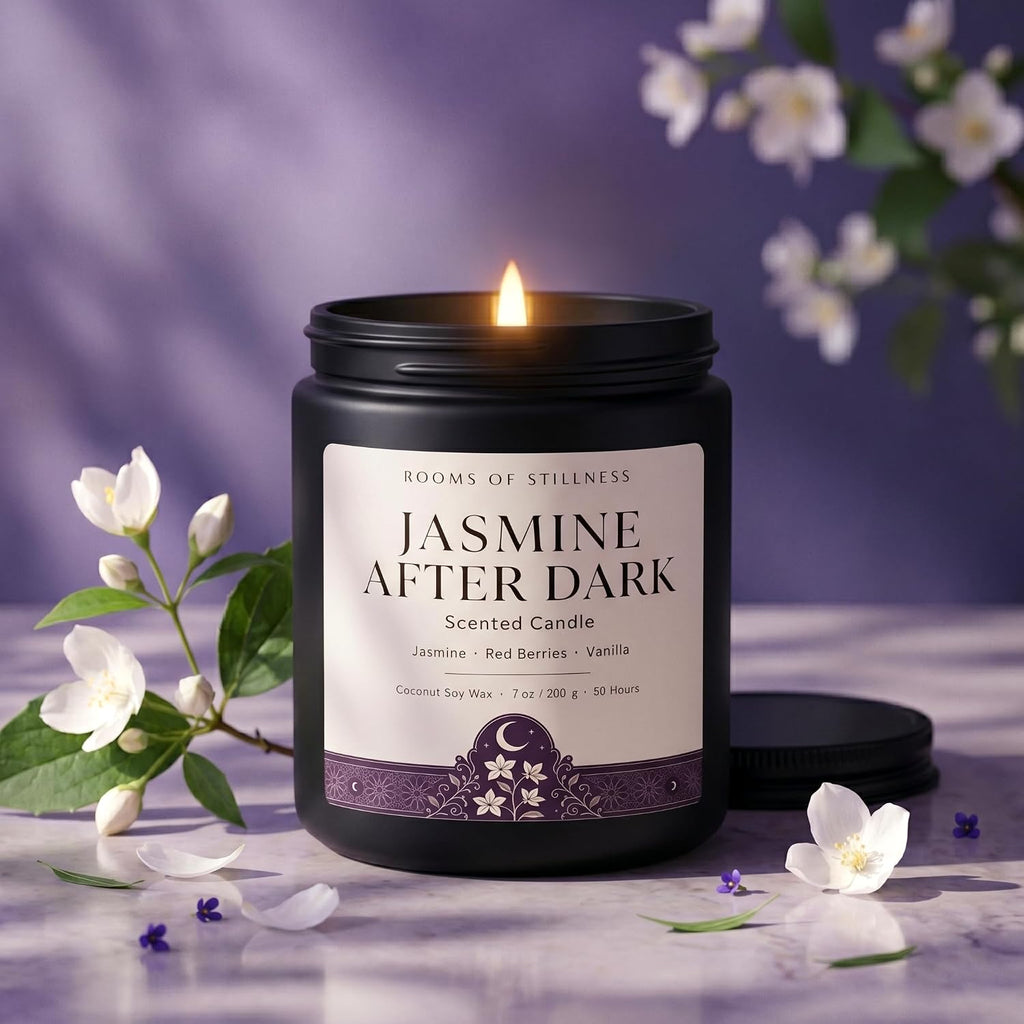 7OZ Indian Jasmin Scented Candle, Strong Room-Filling Floral Aroma, Luxury Coconut Soy Wax Blend Candle with 50H Long - Set of 7