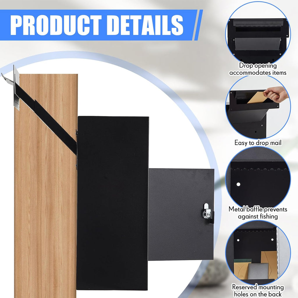 Through the Wall Locking Mailbox 17" x 13" x 7" Large Wall Mount Mail Box Heavy Duty Parcel Letter Box House Locking