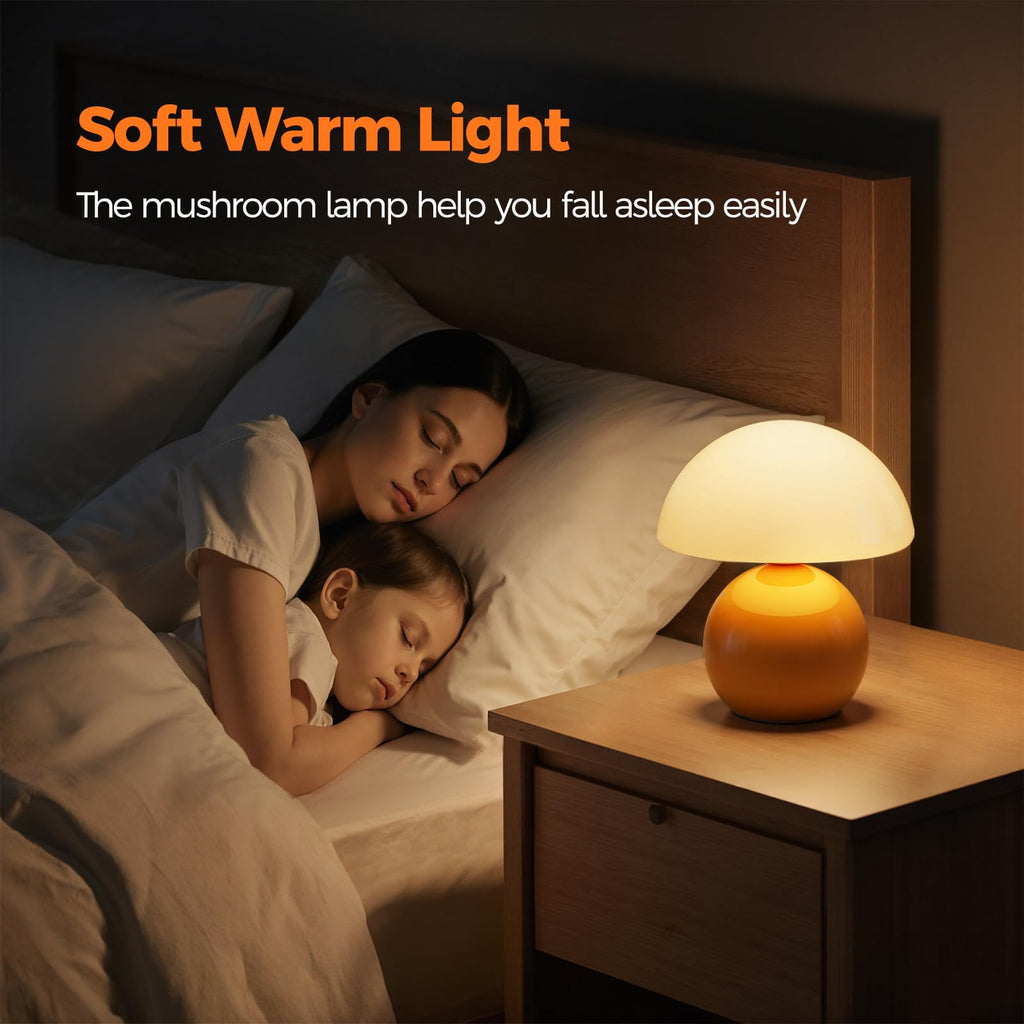 Mushroom Lamp Table Lamp, Portables Cordless Table Lamp,Wireless lamp,Small Bedside Table Touch Lamps,Mini Mushroom