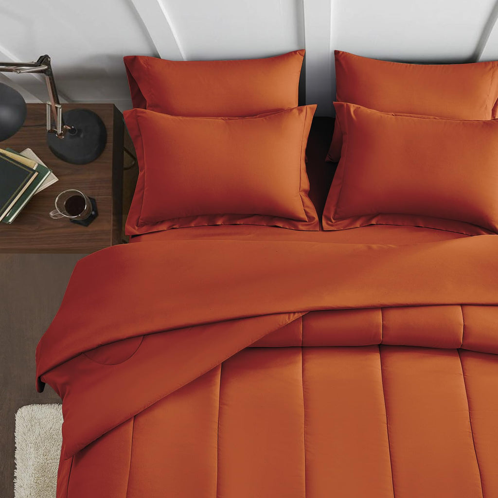 7 Piece Premium Quality Super Soft Comforter 100% Egyptian Cotton 800 Thread Count 18 Inch Deep Pocket Bed-in-A-Bag