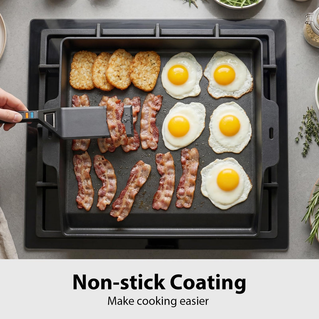 17 x 13 Inch Cast Iron Griddle for Gas Grill with Spatula Set