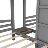 Triple Bunk Bed with Stairs and Storage Staircase, Twin Over Twin & Twin L-Shaped Bunk Bed for 3