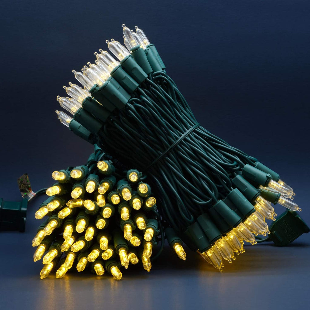 Warm White LED Christmas Lights, 200 ct 66 ft Green Wire UL String Light