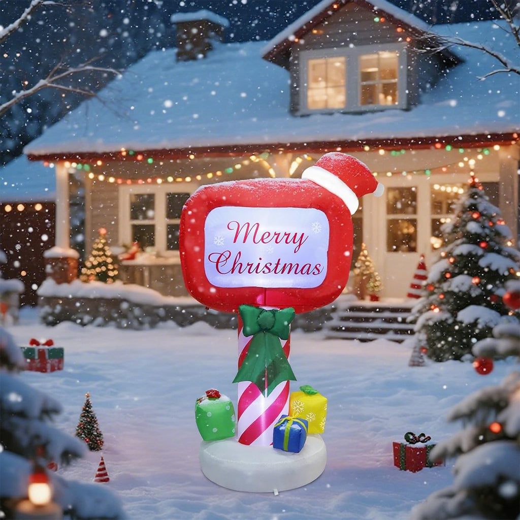 Christmas Inflatables Decorations Outdoor, 6FT Inflatable Xmas Mailbox with Built-in LED Lights, Lighted Blow Up