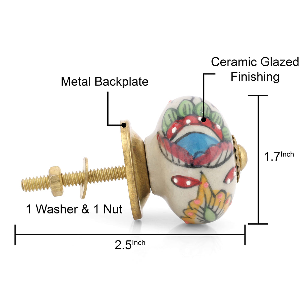 Dresser Knobs for Cabinets and Drawers - Handmade Ceramic Kitchen Cupboard Wardrobe Pull Handle Countryside Boho