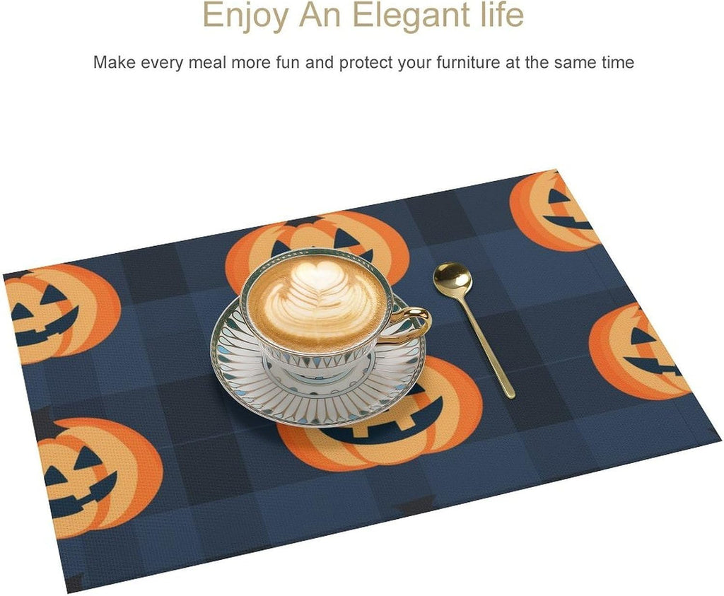 Round Pumpkin Graphic PVC Placemat Washable Dining Table Mat