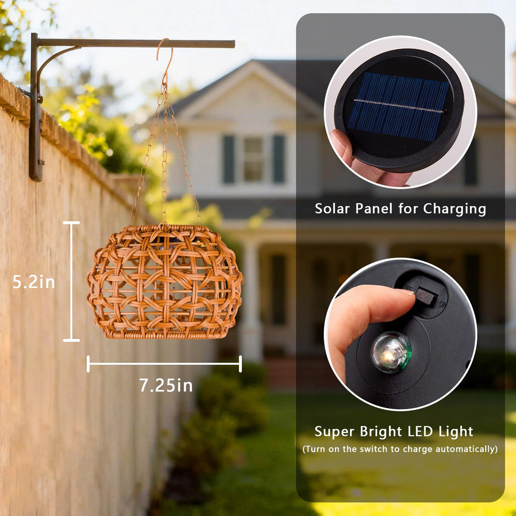 Hanging Solar Lanterns Outdoor Waterproof 2 Pack, Solar Chandelier Outdoor Hanging Lights for Outside Tree, 7.25in