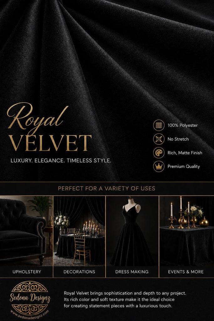 Designz Royal Velvet Fabric, 59 Inch Wide, 100% Polyester Upholstery Fabric for Sewing, Upholstery, Curtains