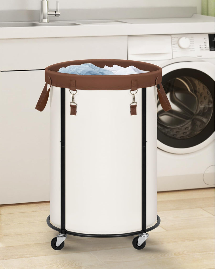 Rolling Laundry Hamper with Wheels 110L Laundry Basket, Round Laundry Cart with Metal Frame and Removable Bag