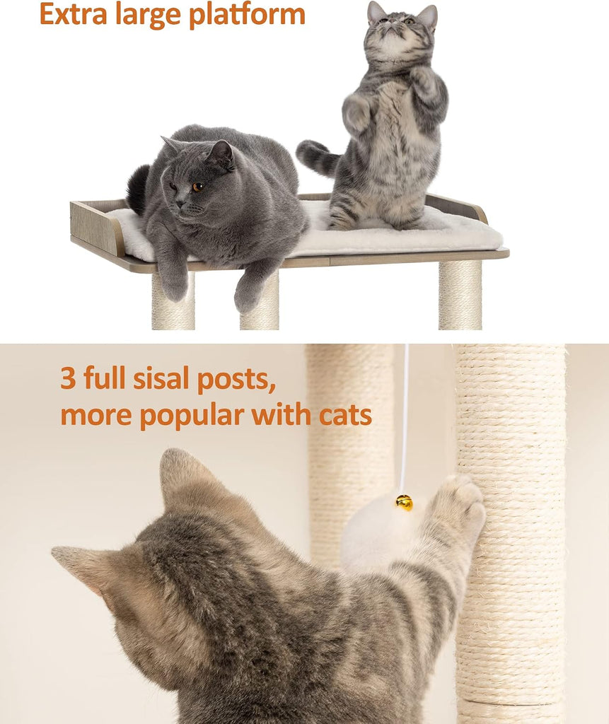 Modern Cat Tree for Large Cats, Full Sisal Cat Scratching Post