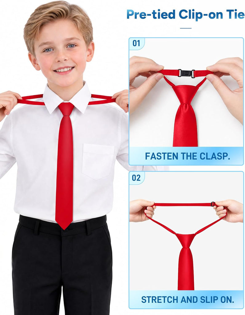 Boys' Long Sleeve Button-Down Dress Shirt with Pre-Tied Tie