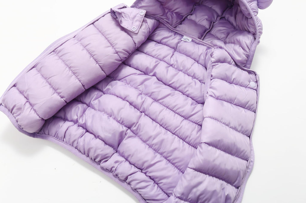 Baby Boys Girls Hooded Puffer Vest Winter Lightweight Sleeveless Bear Ears Zipper Up Jacket Purple 80