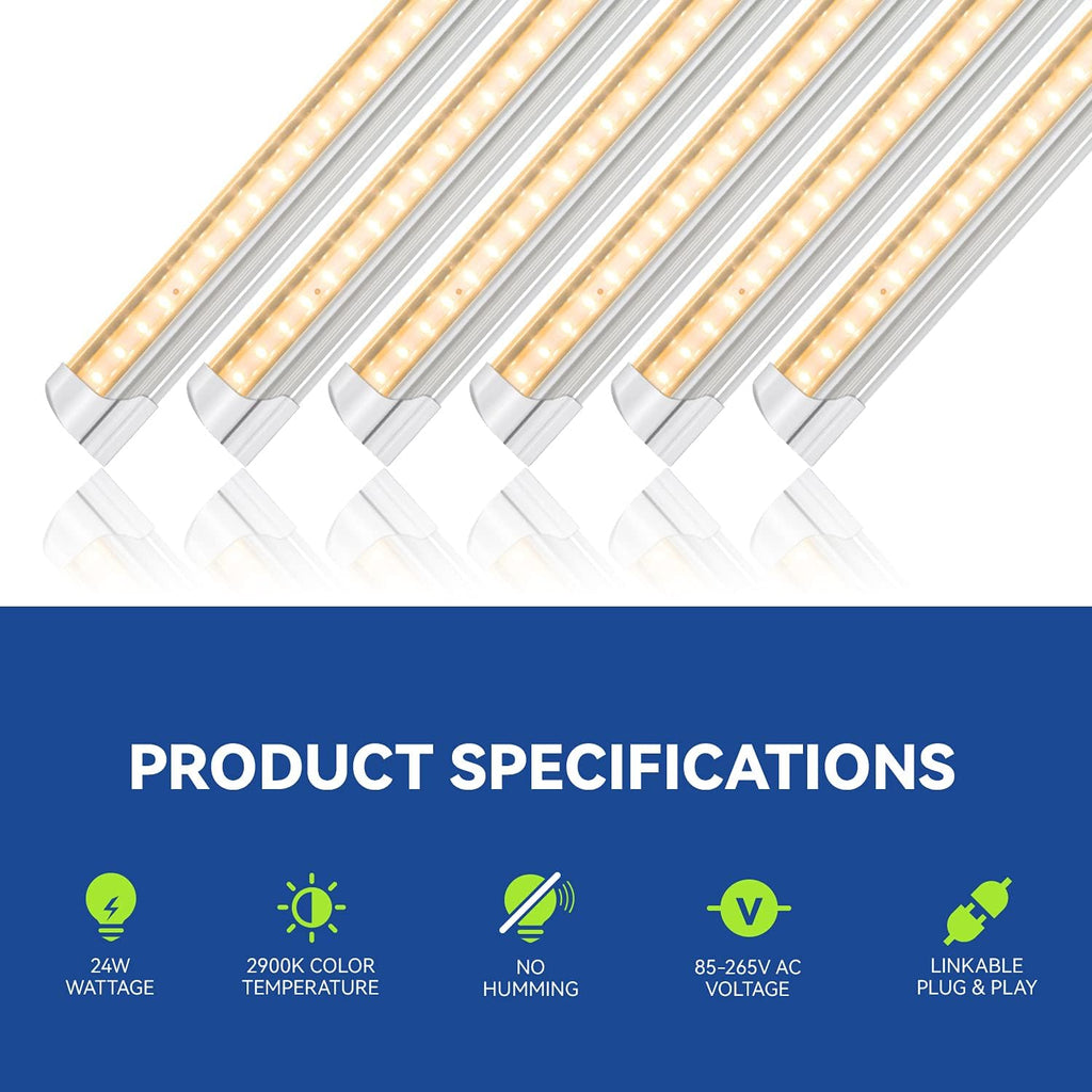 Led Grow Lights for Indoor Plants Full Spectrum,T8 2FT 144W(6x24W) High Output Growing Strips for Seedlings,Sunlight