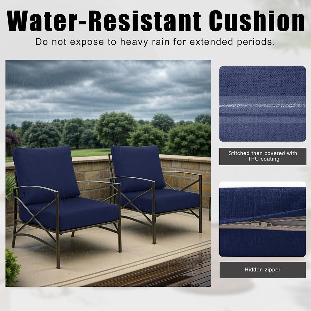 Deep Seat Patio Cushion Set, Blue, 22 x 22 inch | Waterproof Fadeness Cushion & Back for Outdoor Chair Couch