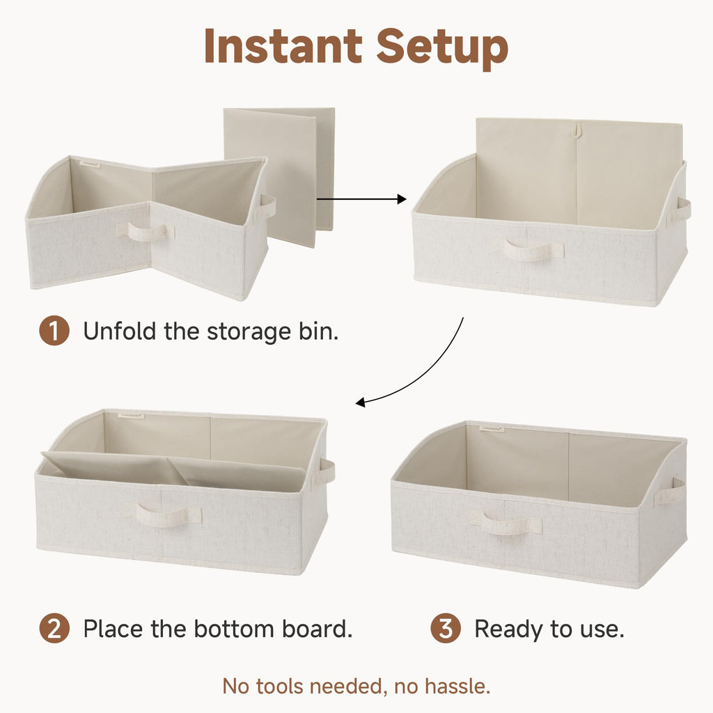 Bins, Beige(Cotton-linen), Large, 3-Pack