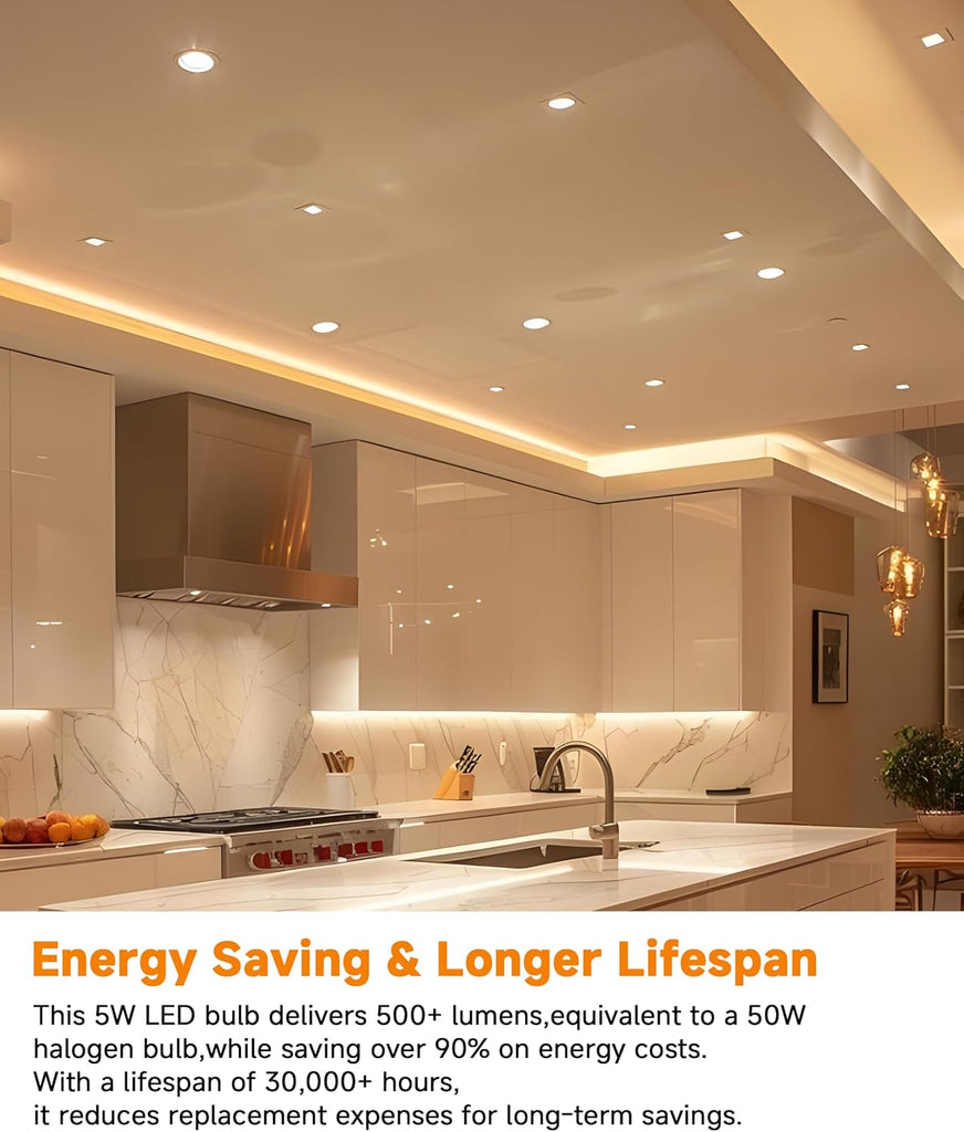 GU10 LED Bulbs Dimmable,5W 120V, 50 Watt Equivalent, 2700K Warm White MR16 LED Bulbs for Track Lighting,Kitchen,Range