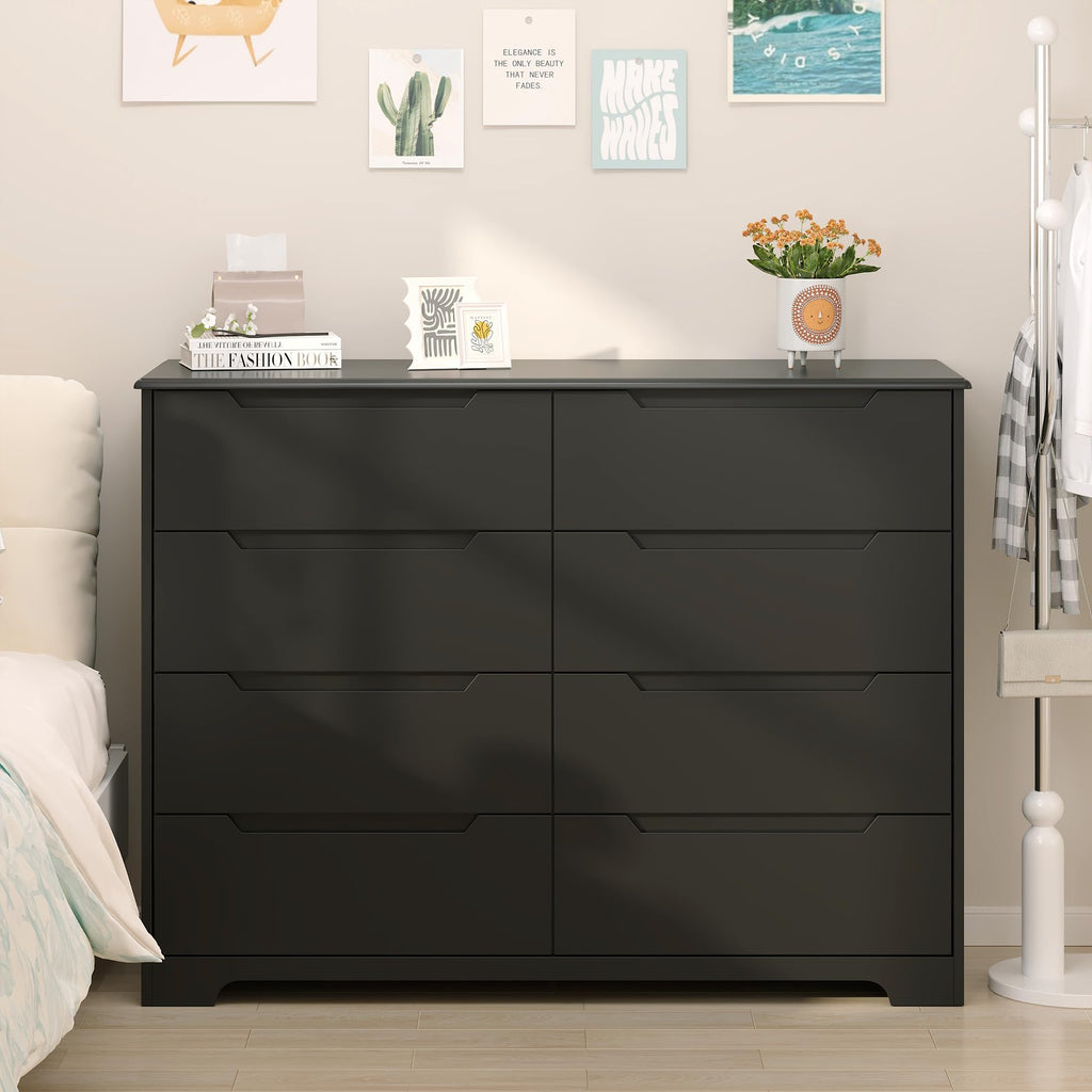 8 Drawer, 47" Wide White, Black