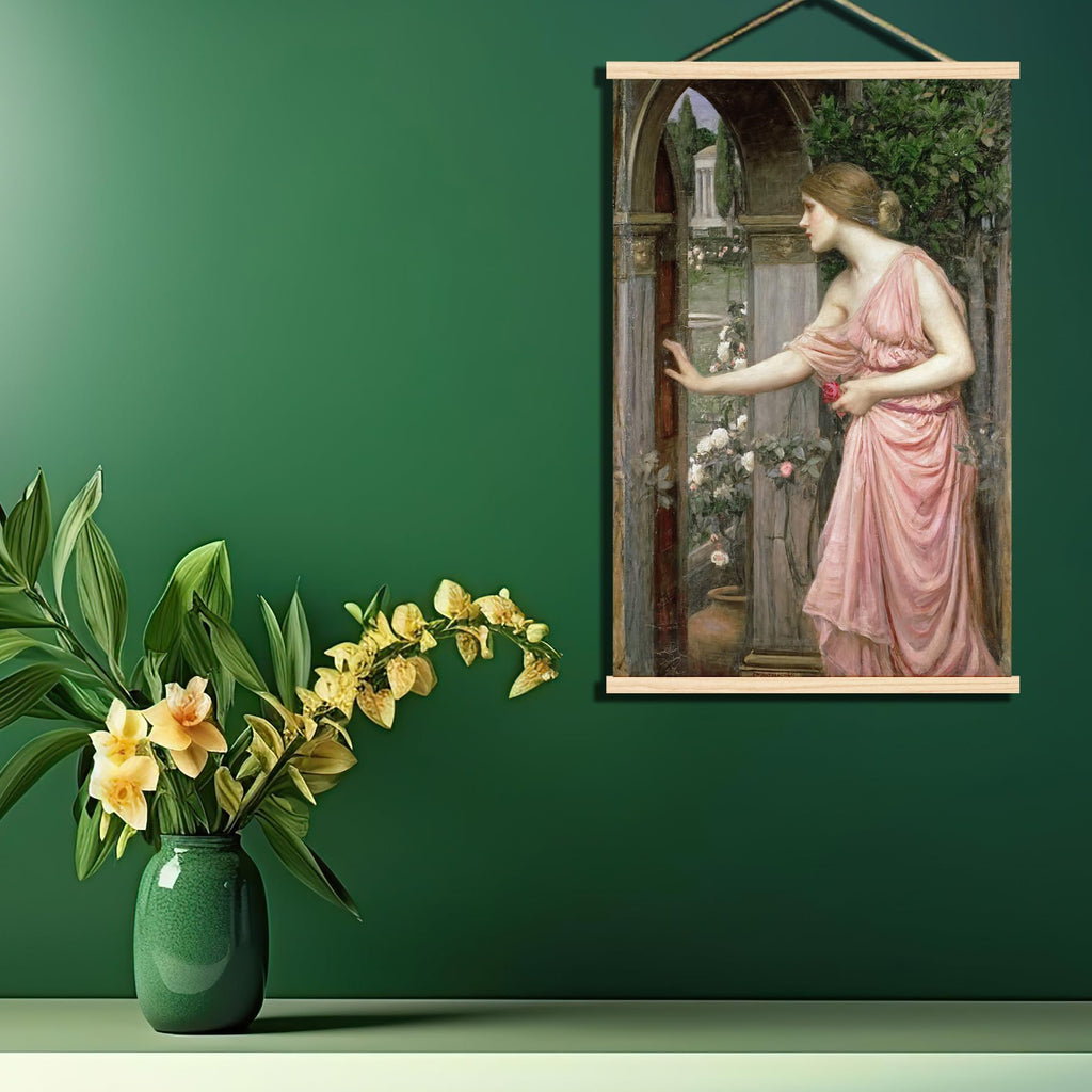 John William Waterhouse Wall Art - Psyche Enters Cupid'S Garden Magnetic Light Wood Frame - Girls Room Decor - Wall