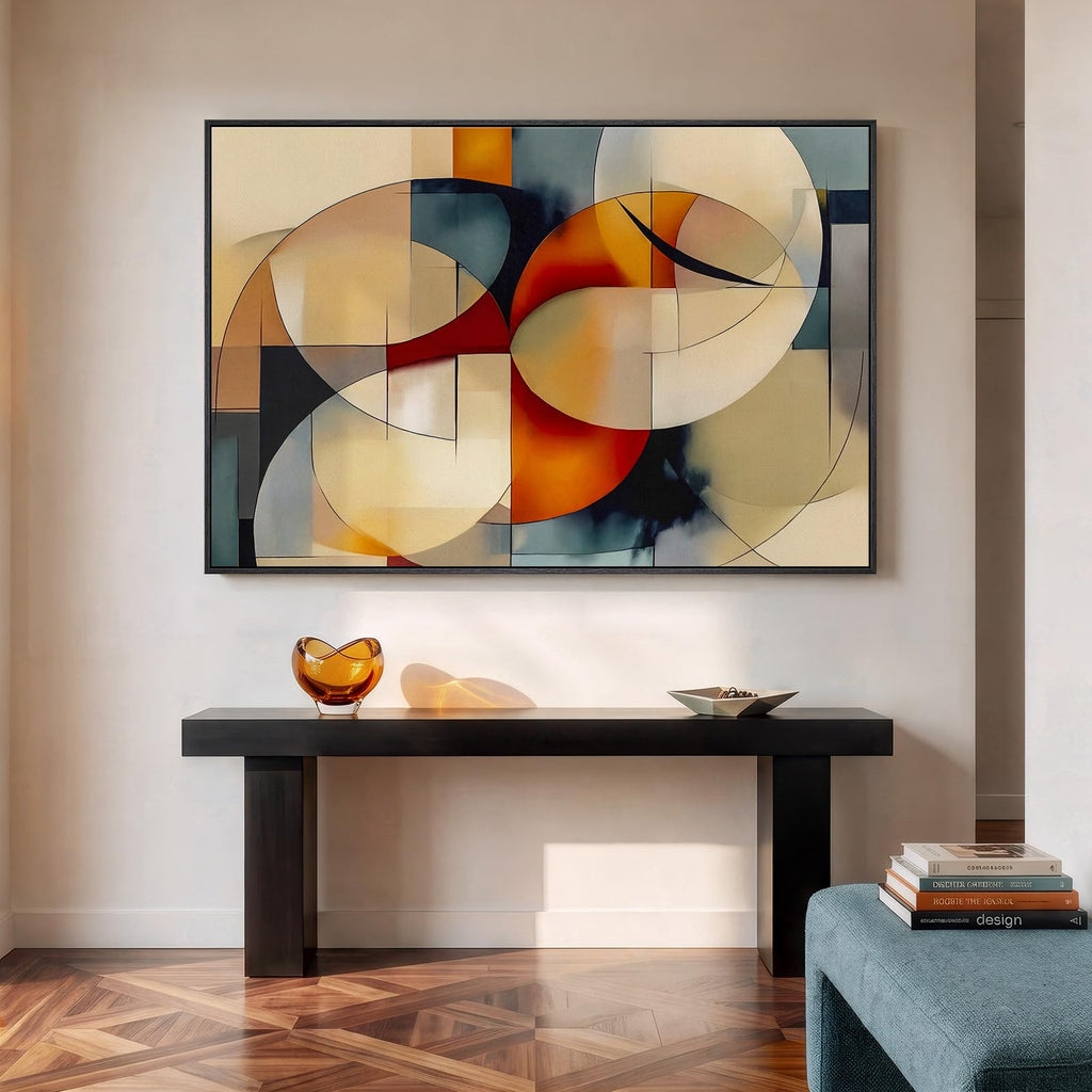 Extra Large Framed Geometric Abstract Wall Art, 60x40 In