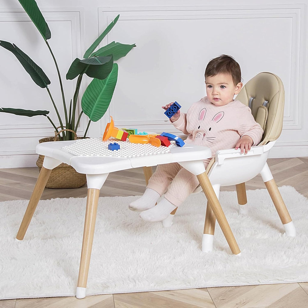 6 in 1 High Chair for Babies & Toddlers, Convertible Wooden Baby Highchair | Table and Chair Set, Baby Feeding Chair