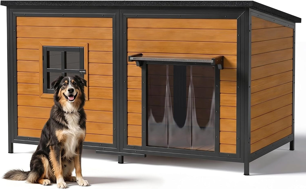 59" Extra Large Outdoor Dog House, Brown
