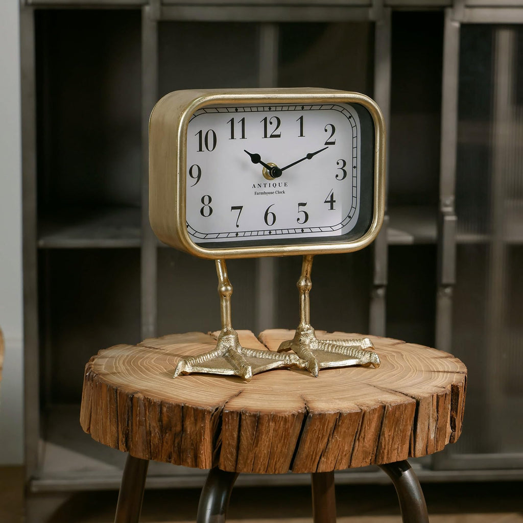 Vintage Table Top Clock, Cute Duck Paw Silent Shelf Desk Clock Battery Operated, Home Decor, Mantel, Bedroom
