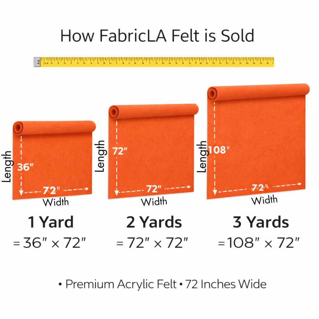 Felt Fabric 72" Wide 1.6mm Thick Acrylic Felt by The Yard - Soft Felt Fabric for DIY Crafts Sewing School Projects
