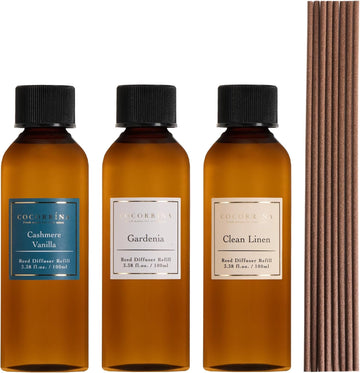 Reed Diffuser Refill Set, 10.2oz Scented Oil Refill 3 Pack, Clean Linen, Cashmere Vanilla, Gardenia, Long Lasting Oil - Set of 3