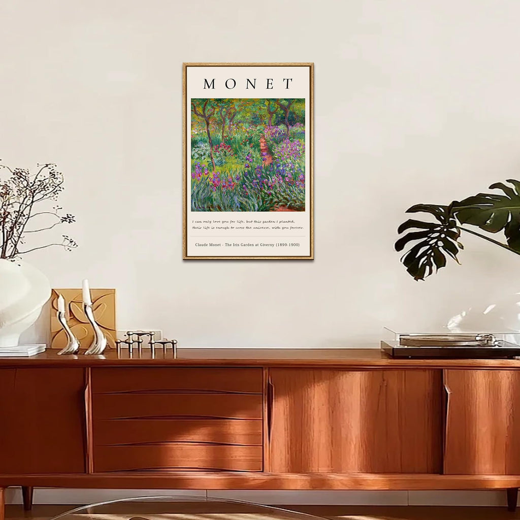 Monet Framed Canvas Wall Art The Iris Garden at Giverny 12x16