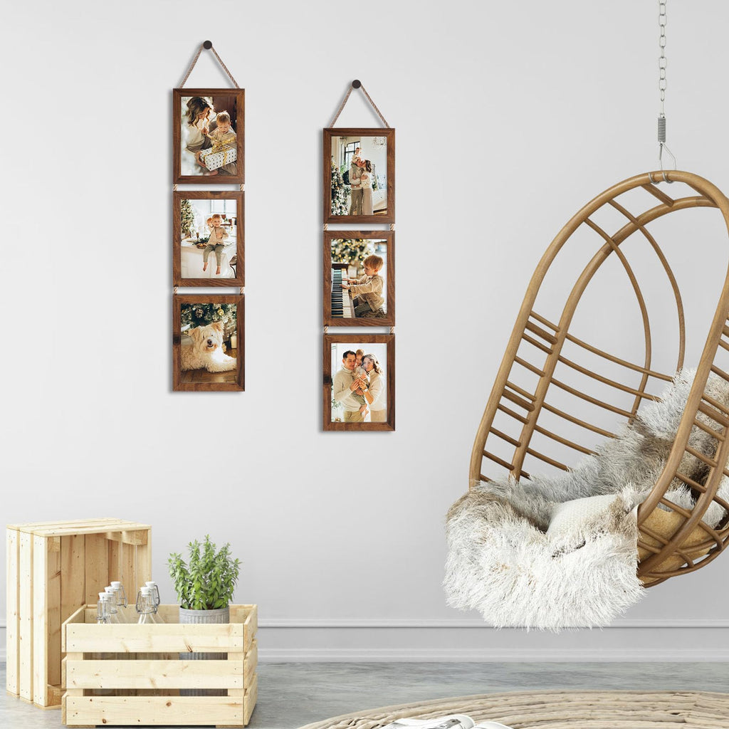 5x7 Collage Picture Frames, 6 Openings Hanging Photo Frame Set Display Vertical 5 by 7 inch Pictures for Wall Decor