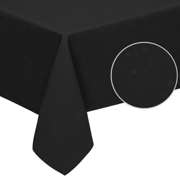 Waterproof Faux Linen Tablecloth, Rectangle, 60x120in, Black