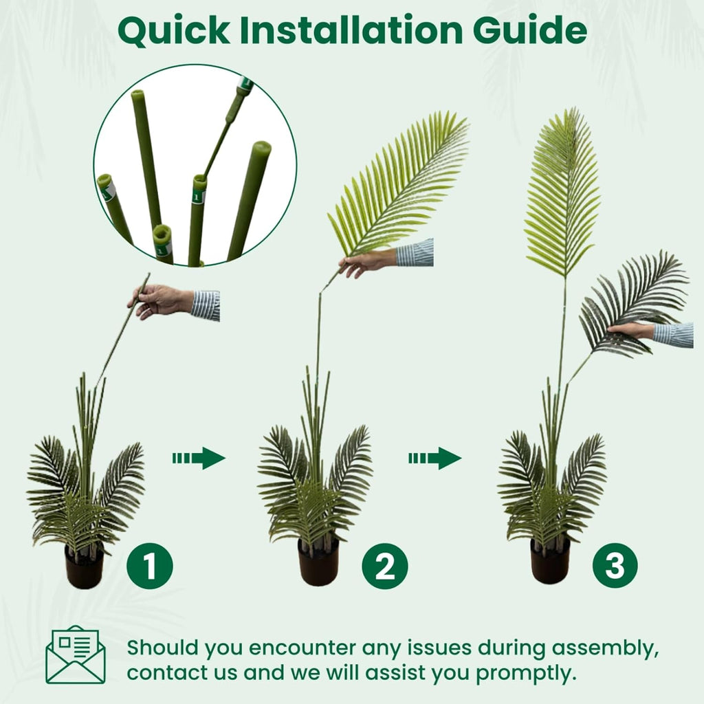6FT Tall Artificial Palm Trees, Tropical Areca Palm (2 Pack) - Set of 2