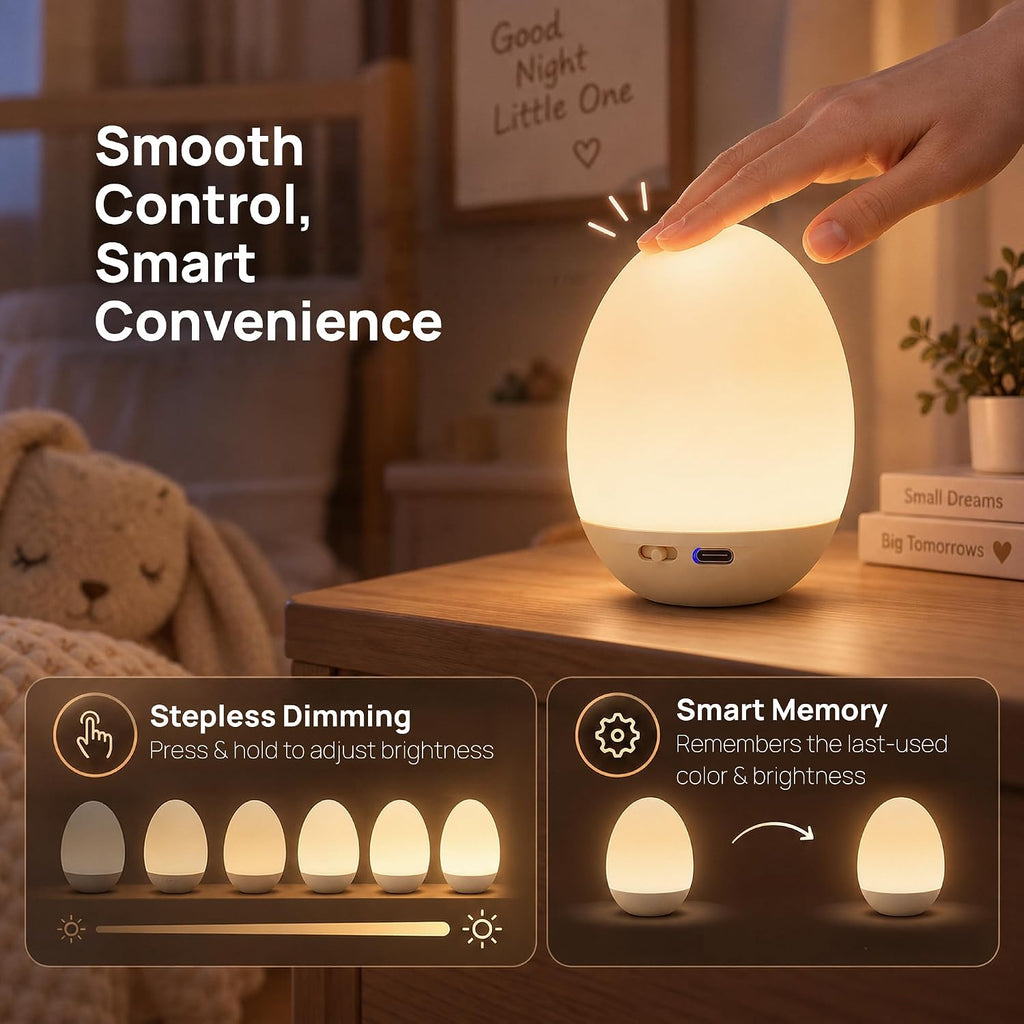 Baby Night Light, Egg Light, 7 Colors, Stepless Dimming