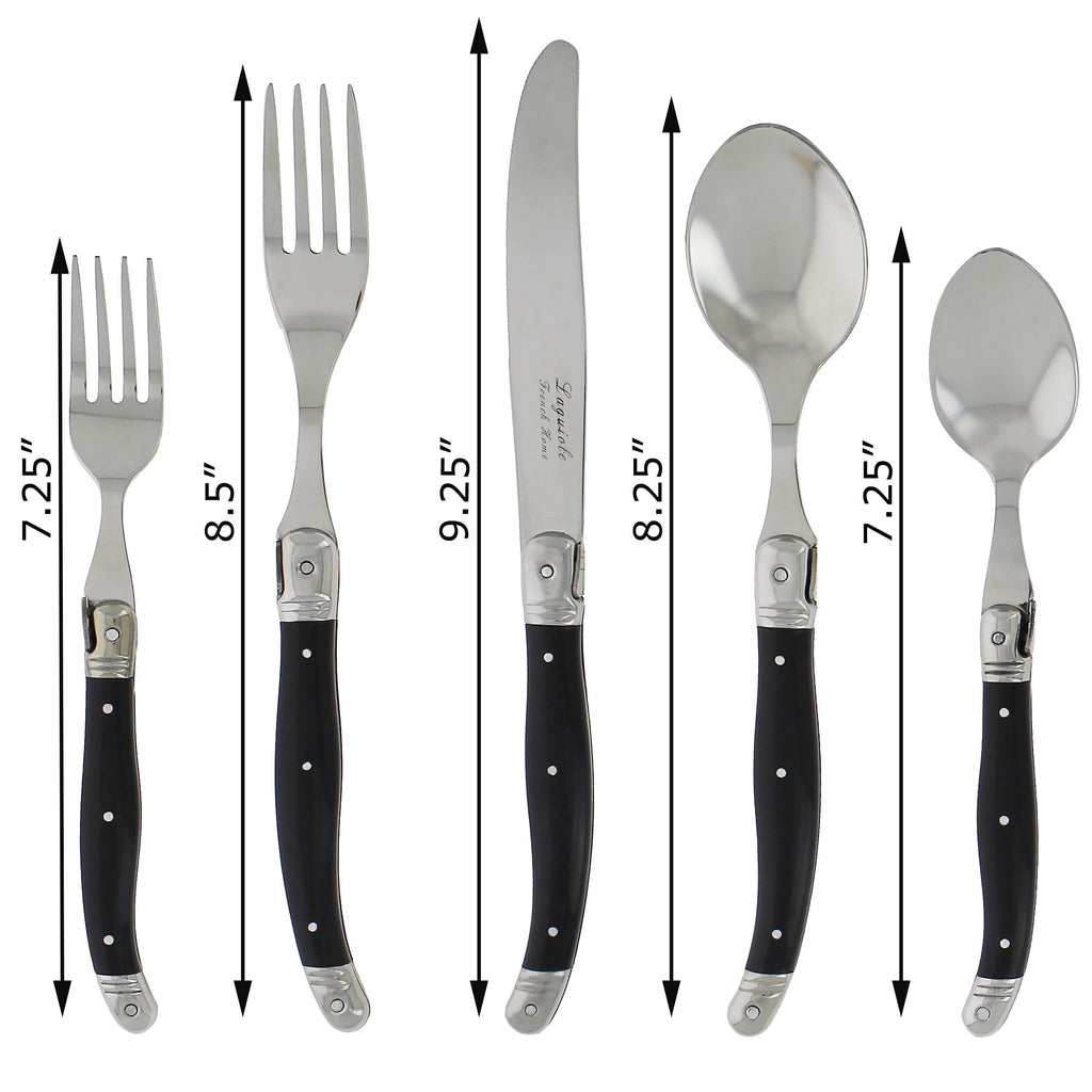 Laguiole 20 Piece Stainless Steel Flatware Set, Black Onyx