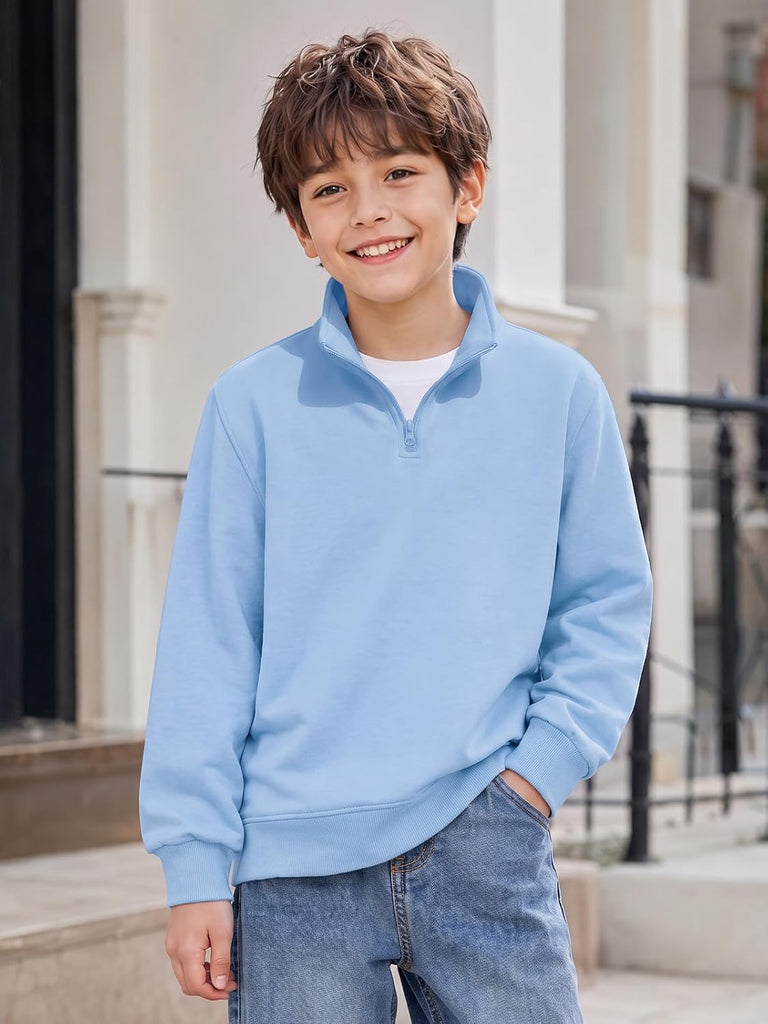 Boys Quarter Zip Sweatshirt Athletic Long Sleeve Pullover Tops