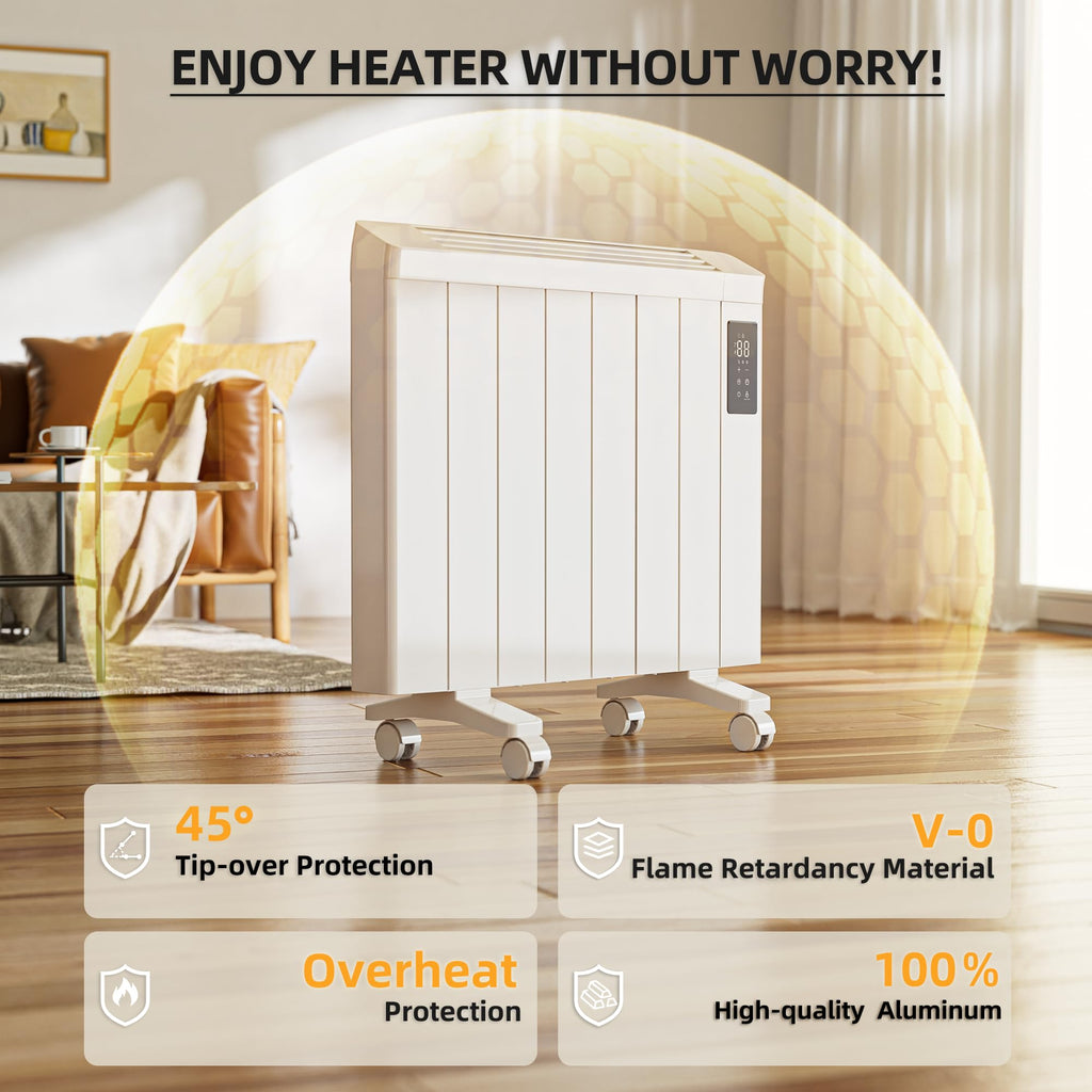 800W Wall‐Mount Convection Electric Panel Heater for Indoor Use